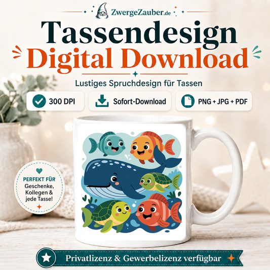 ZwergeZauber Tassendesign Fröhliche Meeresfreunde – Verkaufsbild 1