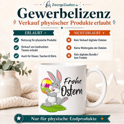 Gewerbelizenz für das Frohe Ostern Osterhasen Tassendesign