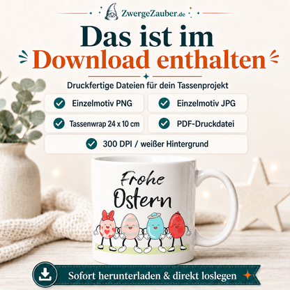 Download-Inhalt des Frohe Ostern Lustige Ostereier Tassendesigns