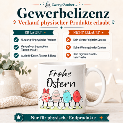 Gewerbelizenz für das Frohe Ostern Lustige Ostereier Tassendesign