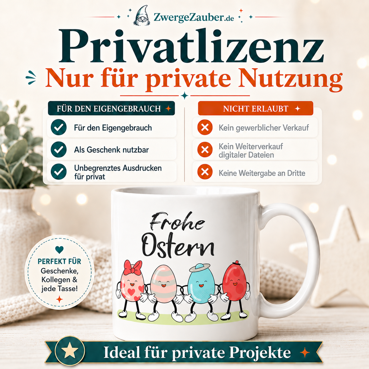 Privatlizenz für das Frohe Ostern Lustige Ostereier Tassendesign