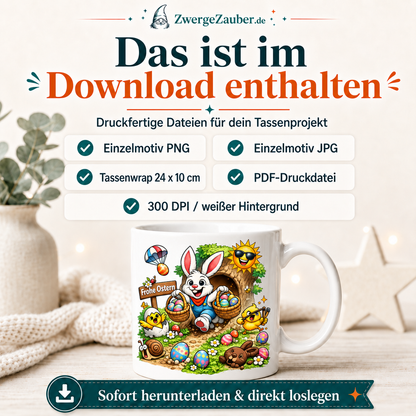 ZwergeZauber Tassendesign Frohe Ostern - Osterhase am Baum – Verkaufsbild 2