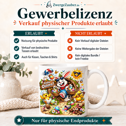 ZwergeZauber Tassendesign Frohe Ostern Osterhase in der Baumhöhle  – Verkaufsbild 4