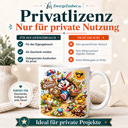 ZwergeZauber Tassendesign Frohe Ostern Osterhase in der Baumhöhle  – Verkaufsbild 3