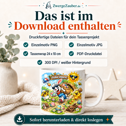 ZwergeZauber Tassendesign Frohe Ostern Osterhase mit Eiersack – Verkaufsbild 2