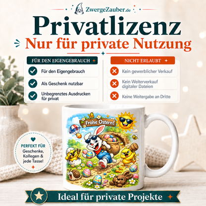 ZwergeZauber Tassendesign Frohe Ostern Osterhase mit Eiersack – Verkaufsbild 3