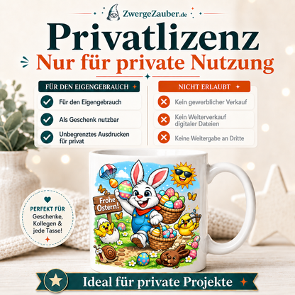 ZwergeZauber Tassendesign Frohe Ostern - Osterhase mit Ostereiern Cartoon – Verkaufsbild 3