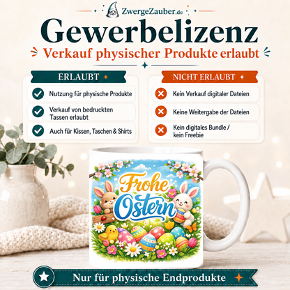 ZwergeZauber Tassendesign Frohe Ostern Osterhasen auf der Frühlingswiese – Verkaufsbild 4