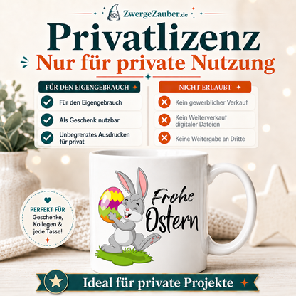Privatlizenz für das Frohe Ostern Osterhasen Tassendesign