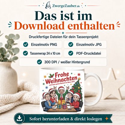 ZwergeZauber Tassendesign Frohe Weihnachten Büro-Team mit Geschenken – Verkaufsbild 2