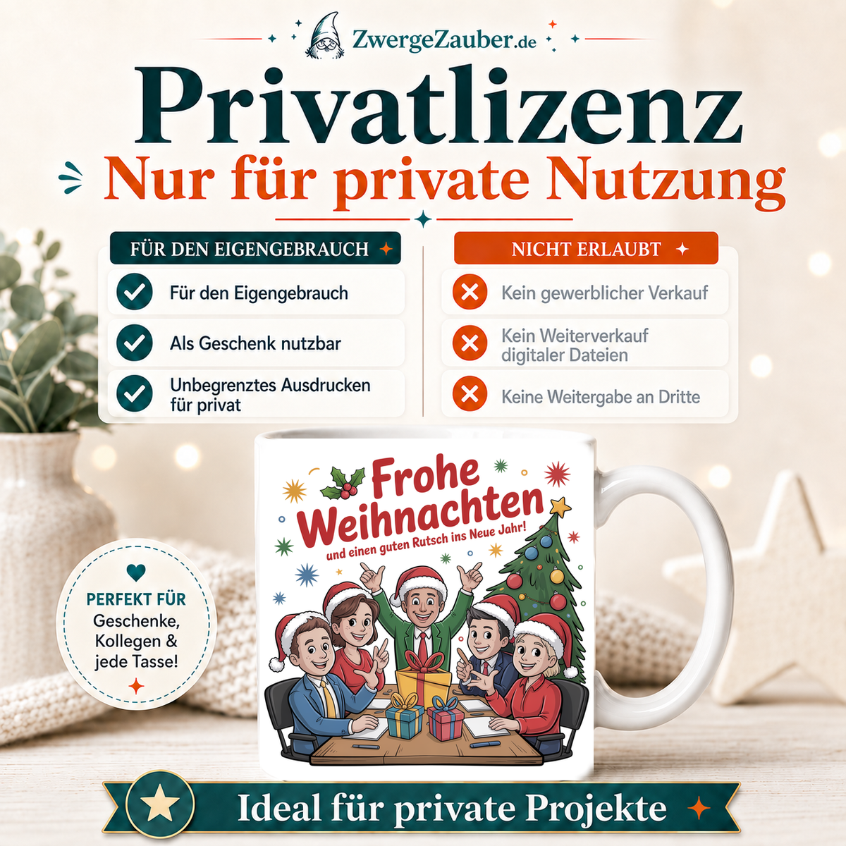 ZwergeZauber Tassendesign Frohe Weihnachten Büro-Team mit Geschenken – Verkaufsbild 3