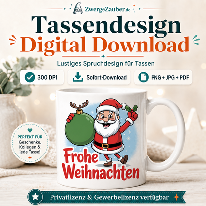 ZwergeZauber Tassendesign Frohe Weihnachten - Tanzender Weihnachtsmann – Verkaufsbild 1