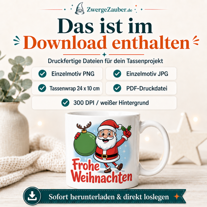 ZwergeZauber Tassendesign Frohe Weihnachten - Tanzender Weihnachtsmann – Verkaufsbild 2