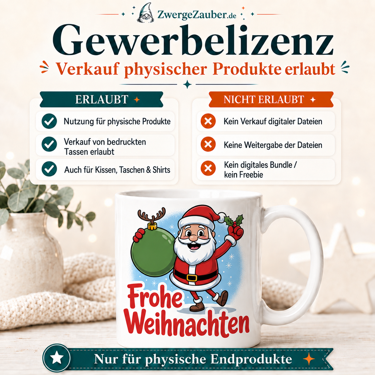 ZwergeZauber Tassendesign Frohe Weihnachten - Tanzender Weihnachtsmann – Verkaufsbild 4