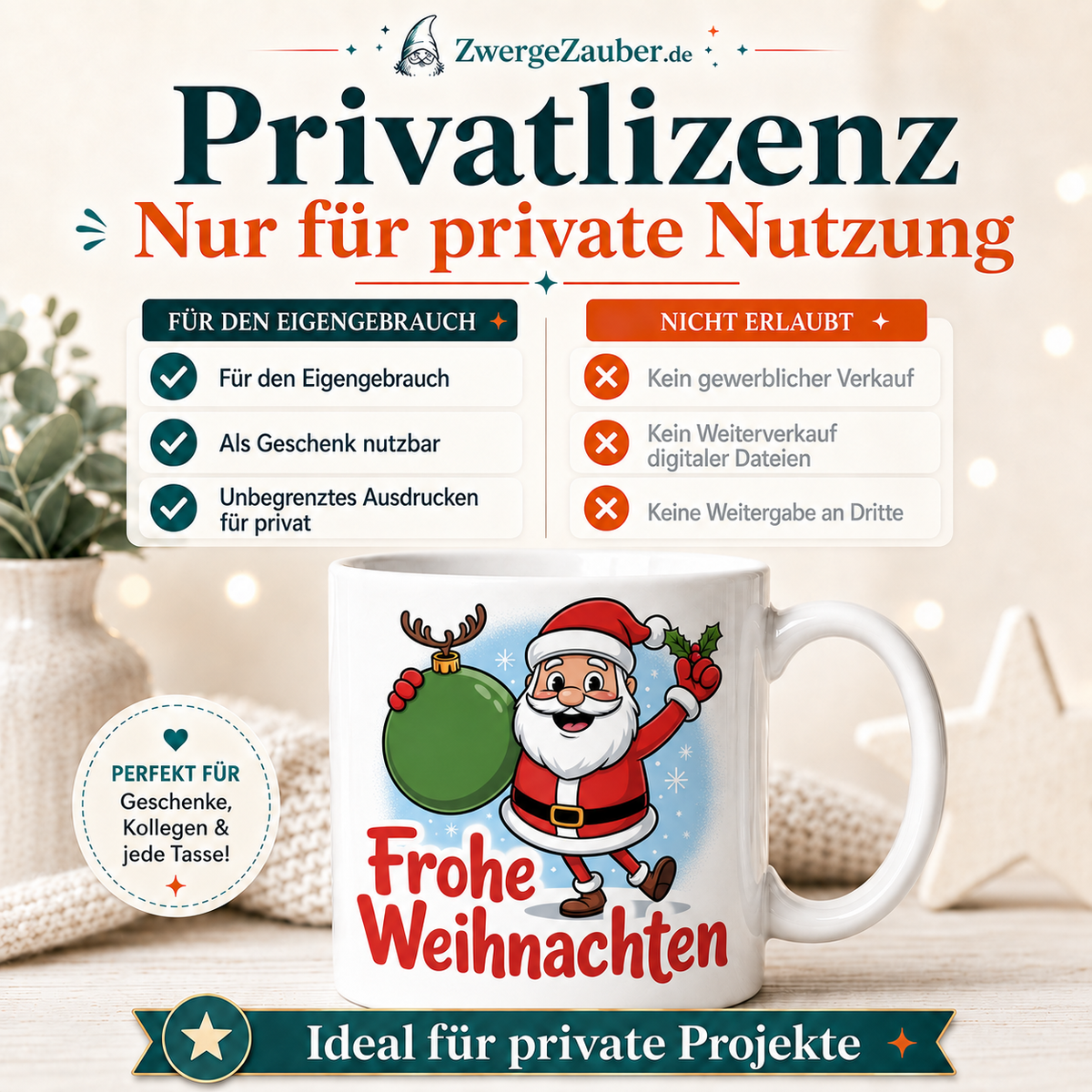 ZwergeZauber Tassendesign Frohe Weihnachten - Tanzender Weihnachtsmann – Verkaufsbild 3