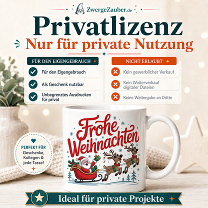 ZwergeZauber Tassendesign Frohe Weihnachten - Weihnachtsmann und Rentiere – Verkaufsbild 3