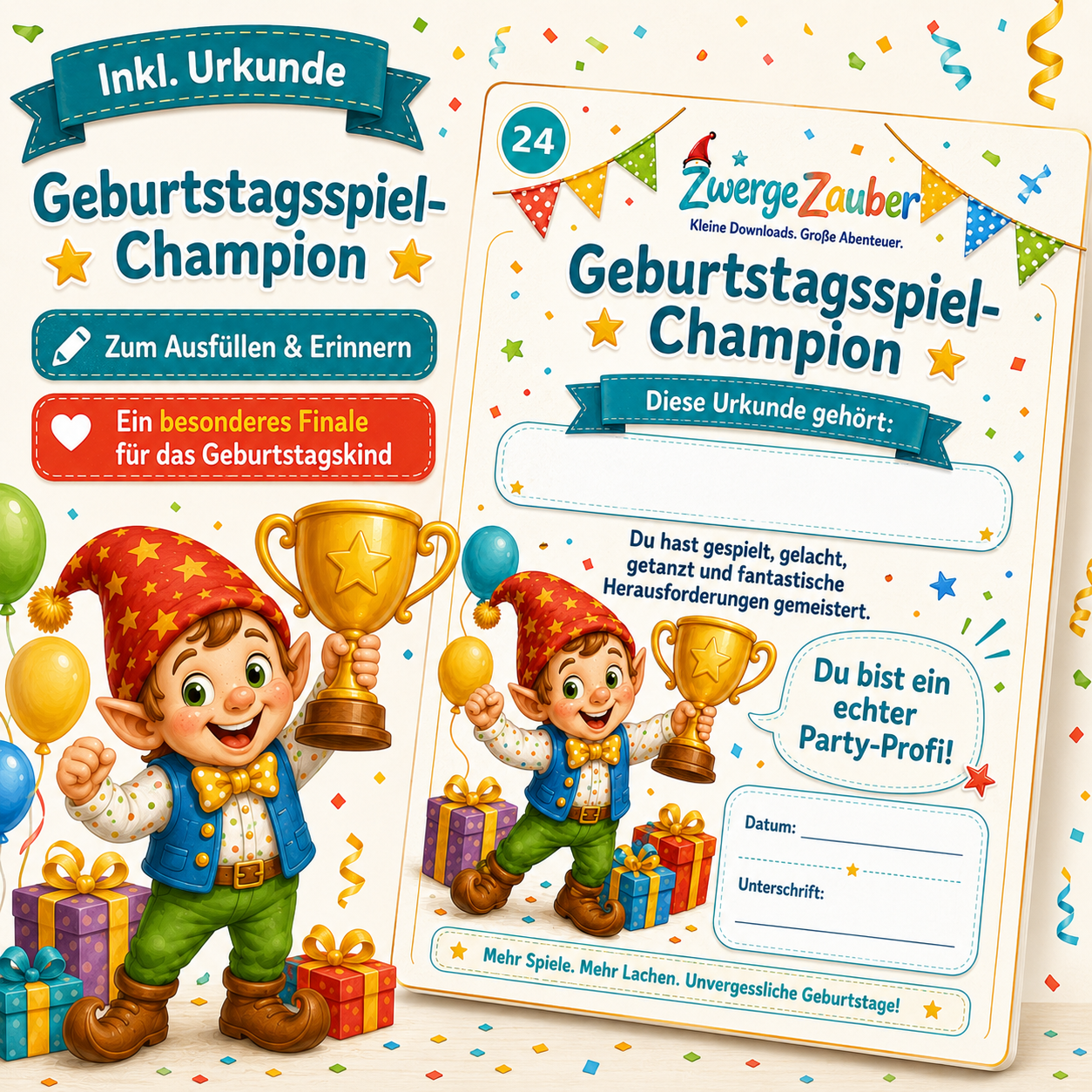 Geburtstags-Challenge mit sechs gemeinsamen Missionen für ein lustiges Party-Finale beim Kindergeburtstag