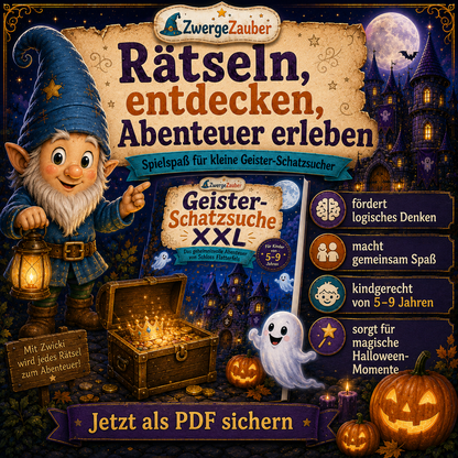 Geister-Schatzsuche mit abwechslungsreichen Rätseln, logischem Denken und gemeinsamem Abenteuerspaß für Kinder