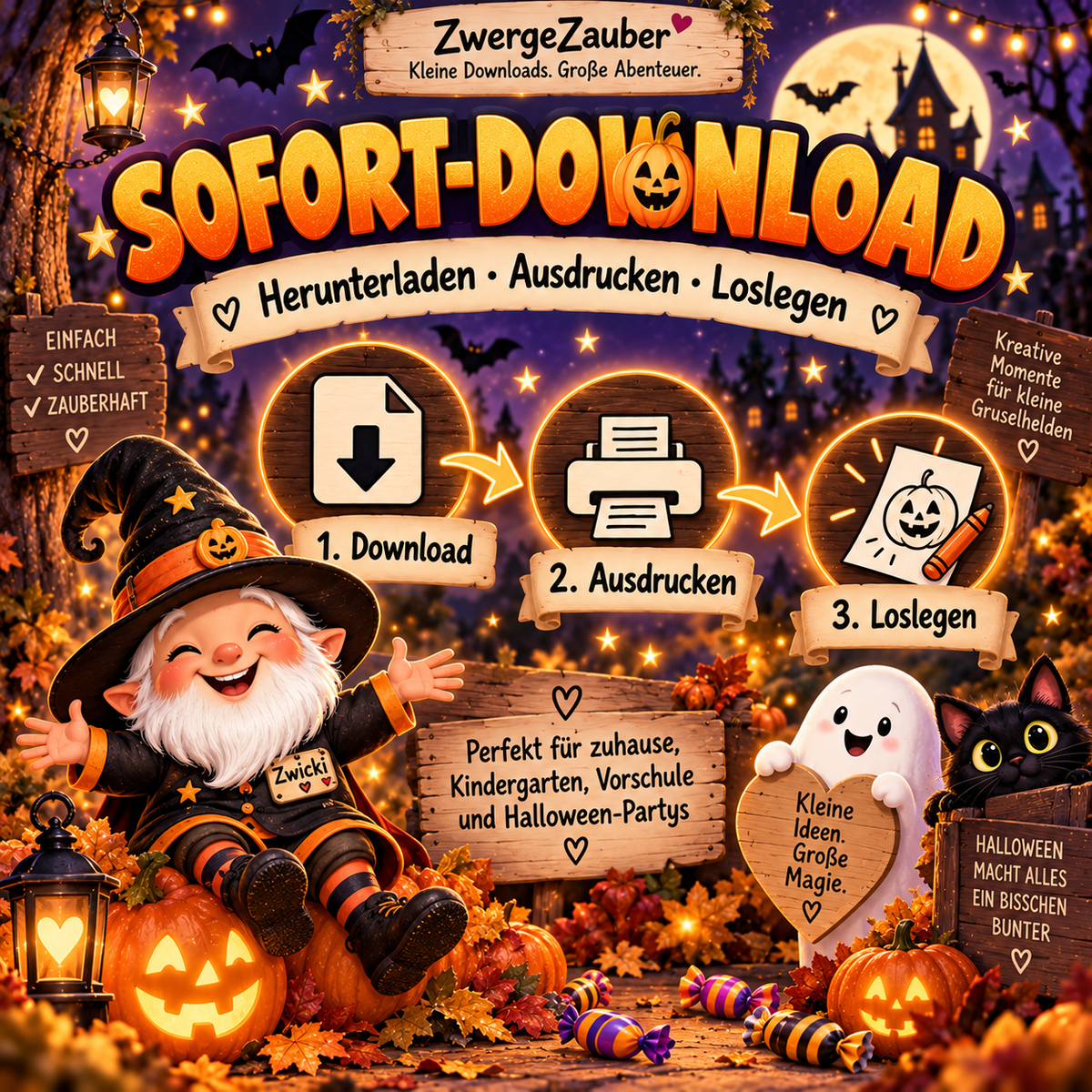 Halloween Mega-Bundle als Sofort-Download zum Herunterladen, Ausdrucken und direkt Loslegen für Kinder