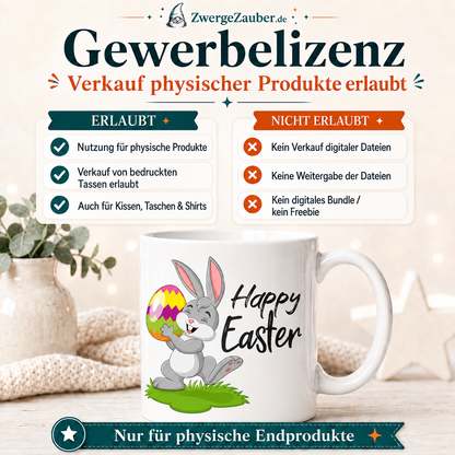 Gewerbelizenz für das Happy Easter Osterhasen Tassendesign