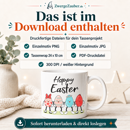 Download-Inhalt des Happy Easter Lustige Ostereier Tassendesigns