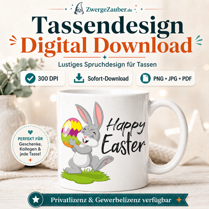 Happy Easter Osterhasen Tassendesign als digitaler Download