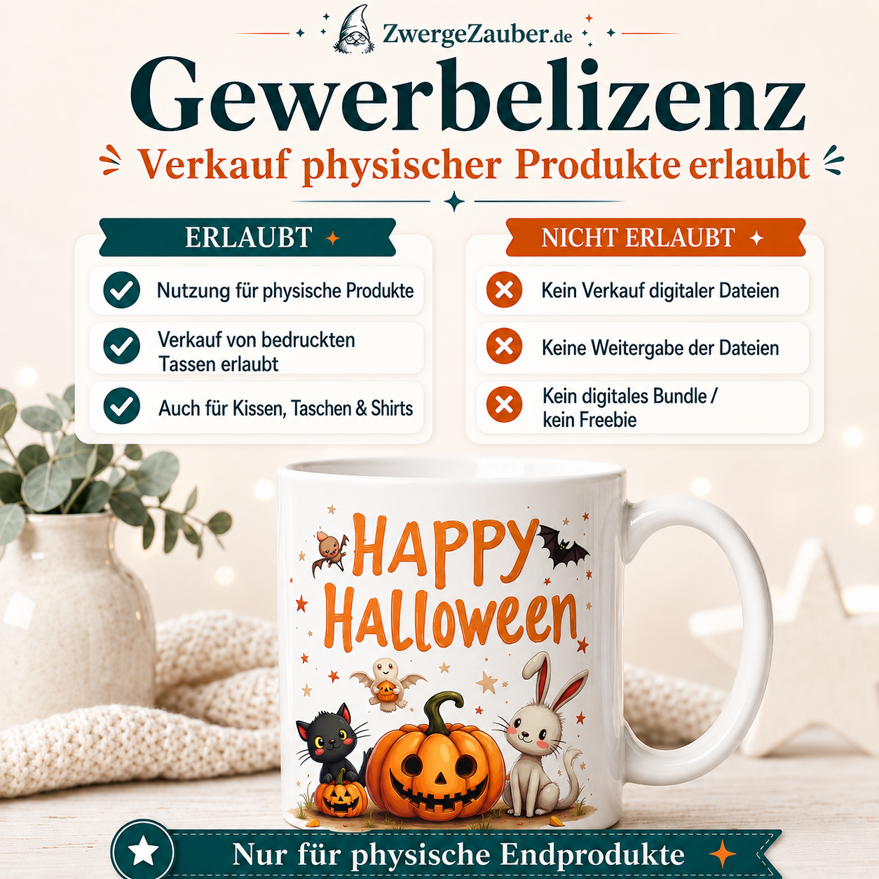 ZwergeZauber Tassendesign Happy Halloween Tierfreunde – Verkaufsbild 4