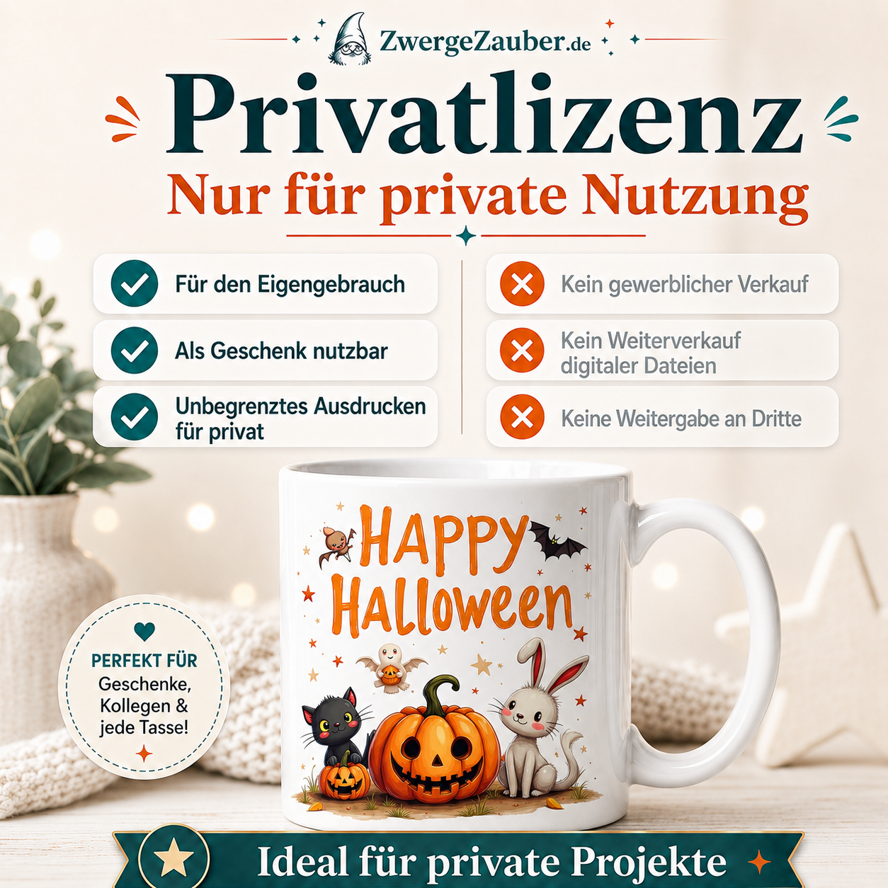 ZwergeZauber Tassendesign Happy Halloween Tierfreunde – Verkaufsbild 3