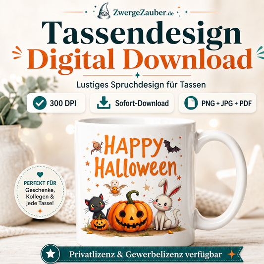 ZwergeZauber Tassendesign Happy Halloween Tierfreunde – Verkaufsbild 1