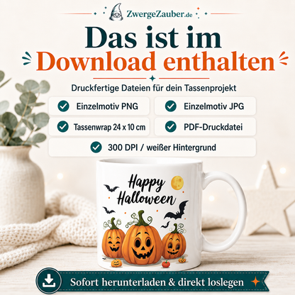 ZwergeZauber Tassendesign Happy Halloween Kürbis Trio – Verkaufsbild 1
