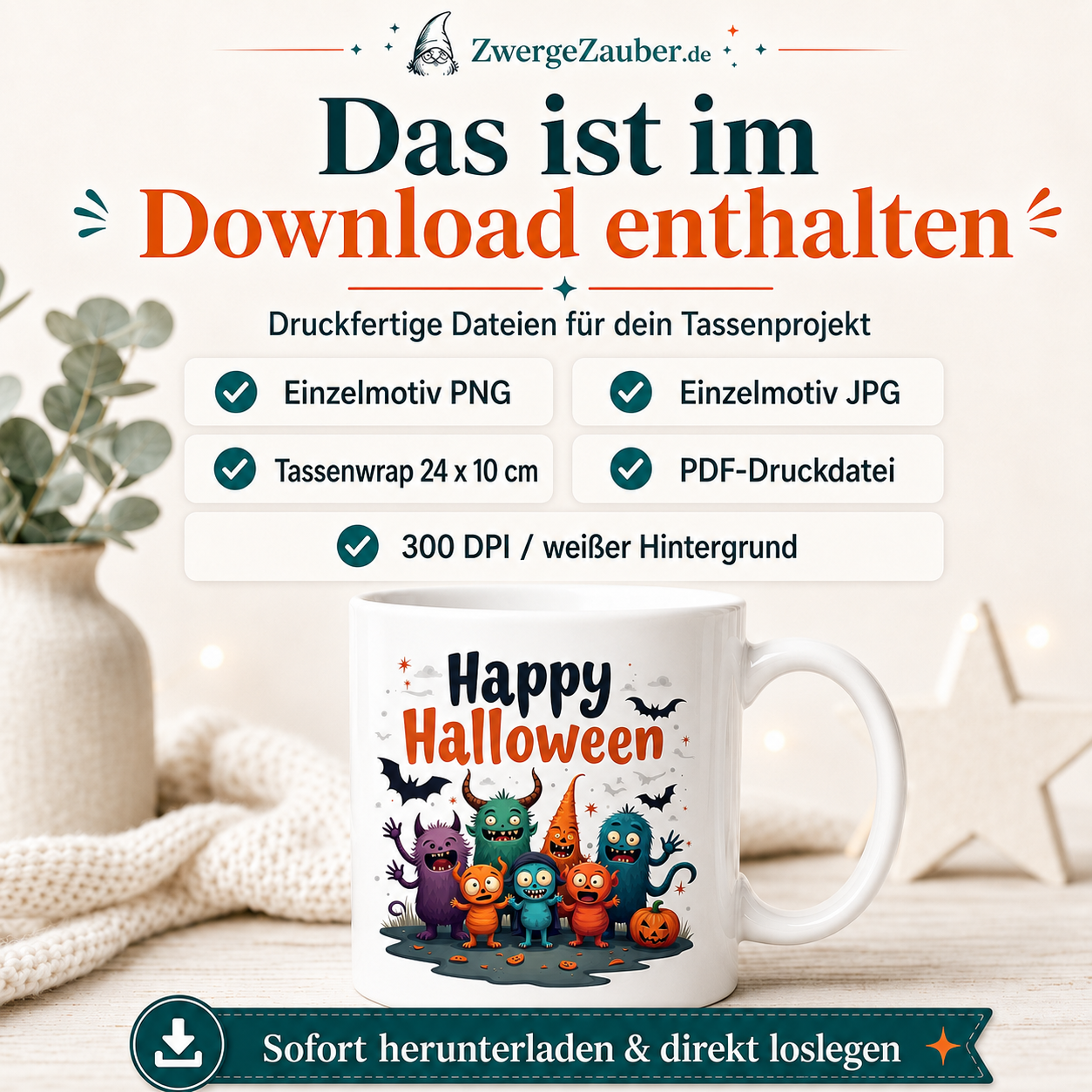 ZwergeZauber Tassendesign Happy Halloween – Monster Bande – Verkaufsbild 2