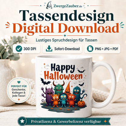ZwergeZauber Tassendesign Happy Halloween – Monster Bande – Verkaufsbild 1