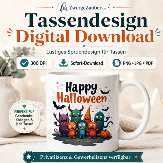 ZwergeZauber Tassendesign Happy Halloween – Monster Bande – Verkaufsbild 1