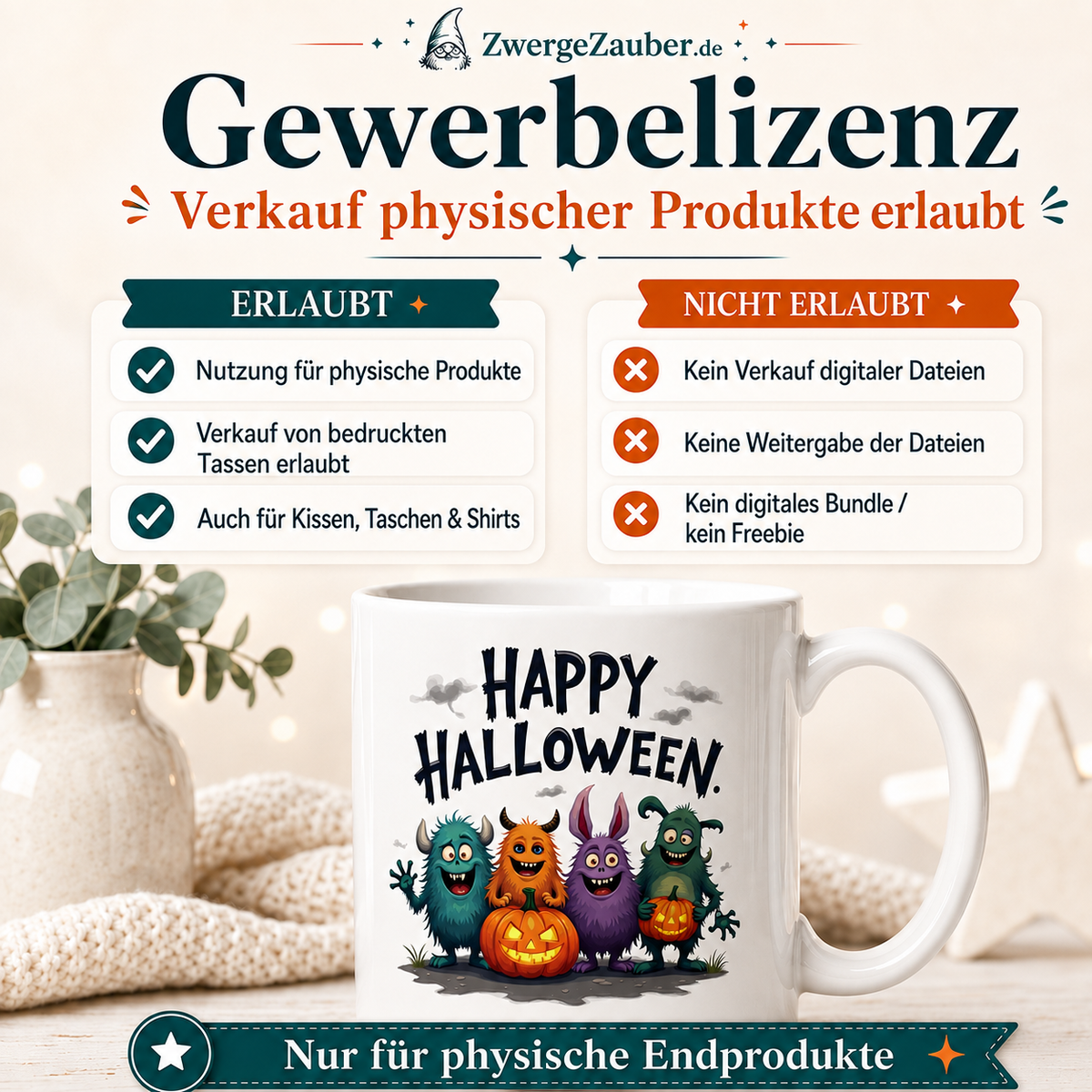 ZwergeZauber Tassendesign Happy Halloween Monster Freunde – Verkaufsbild 4