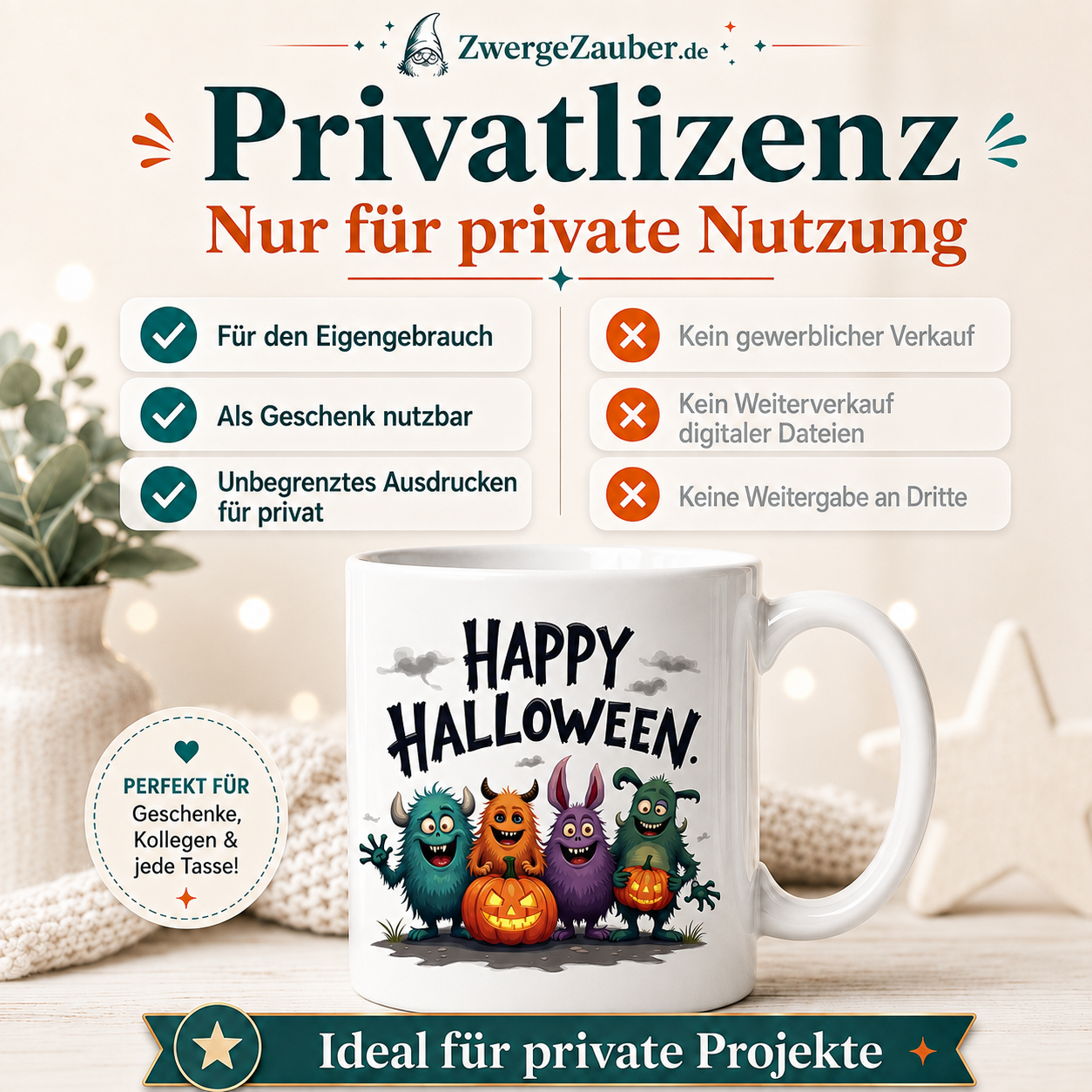 ZwergeZauber Tassendesign Happy Halloween Monster Freunde – Verkaufsbild 3
