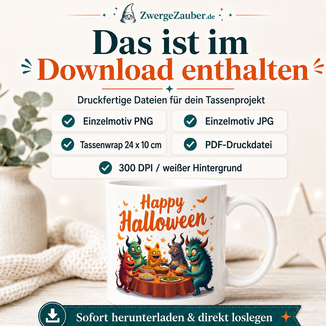 ZwergeZauber Tassendesign Happy Halloween Monster Party – Verkaufsbild 2