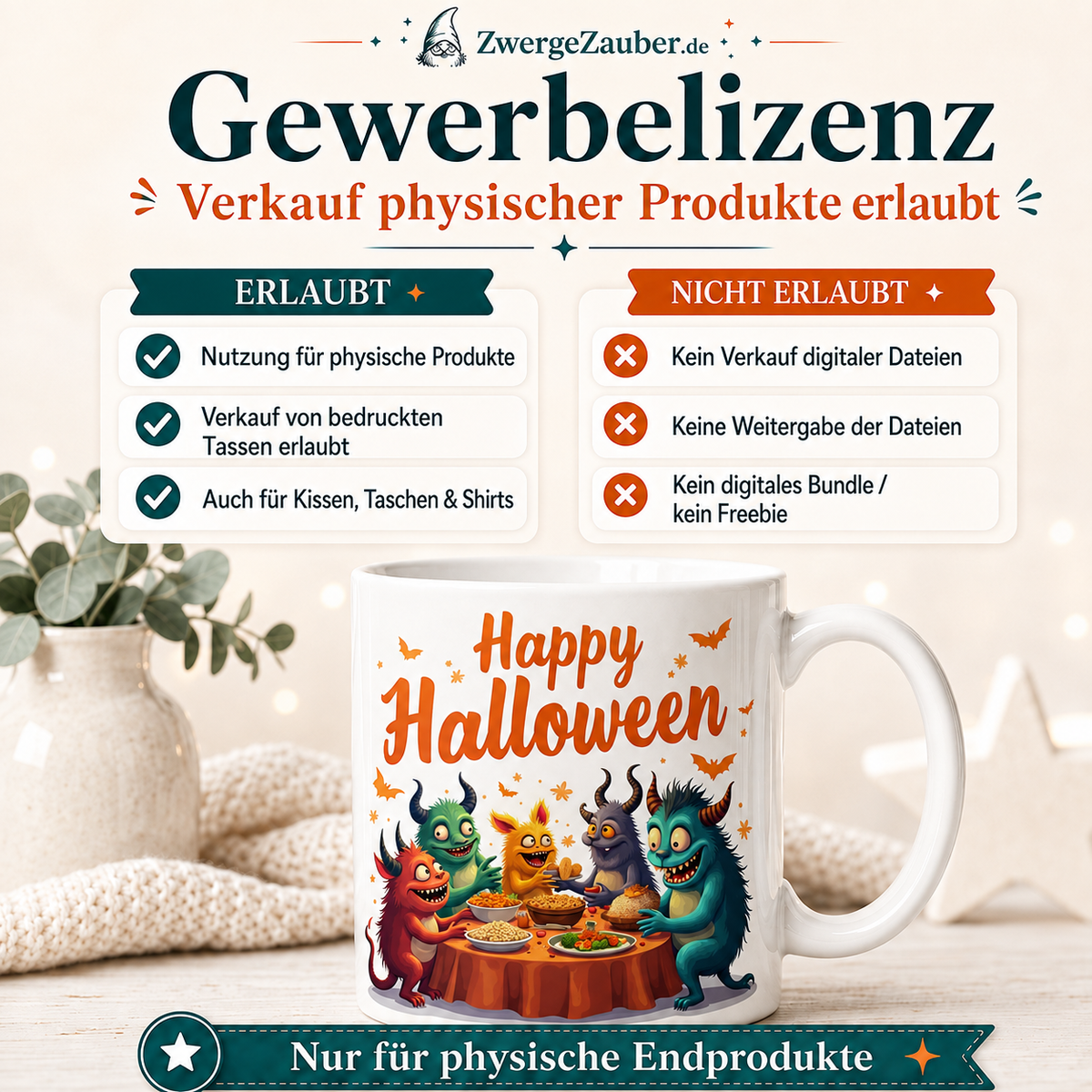 ZwergeZauber Tassendesign Happy Halloween Monster Party – Verkaufsbild 4