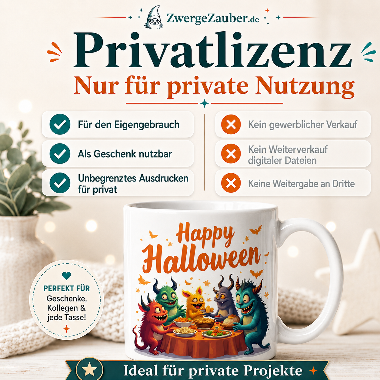 ZwergeZauber Tassendesign Happy Halloween Monster Party – Verkaufsbild 3