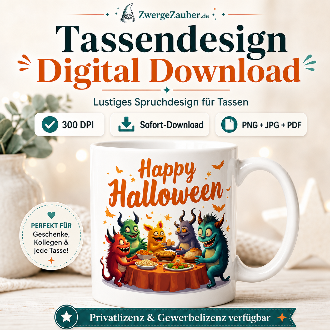 ZwergeZauber Tassendesign Happy Halloween Monster Party – Verkaufsbild 1