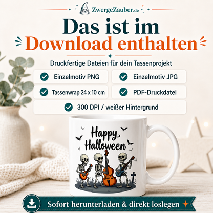 ZwergeZauber Tassendesign Happy Halloween – Skelett-Band  – Verkaufsbild 2