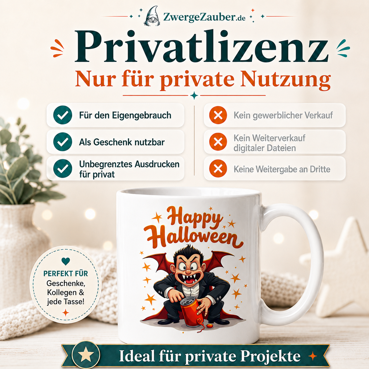 ZwergeZauber Tassendesign Happy Halloween Vampir – Verkaufsbild 3