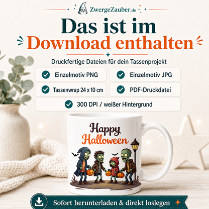 ZwergeZauber Tassendesign Happy Halloween Zombie Gruppe – Verkaufsbild 2