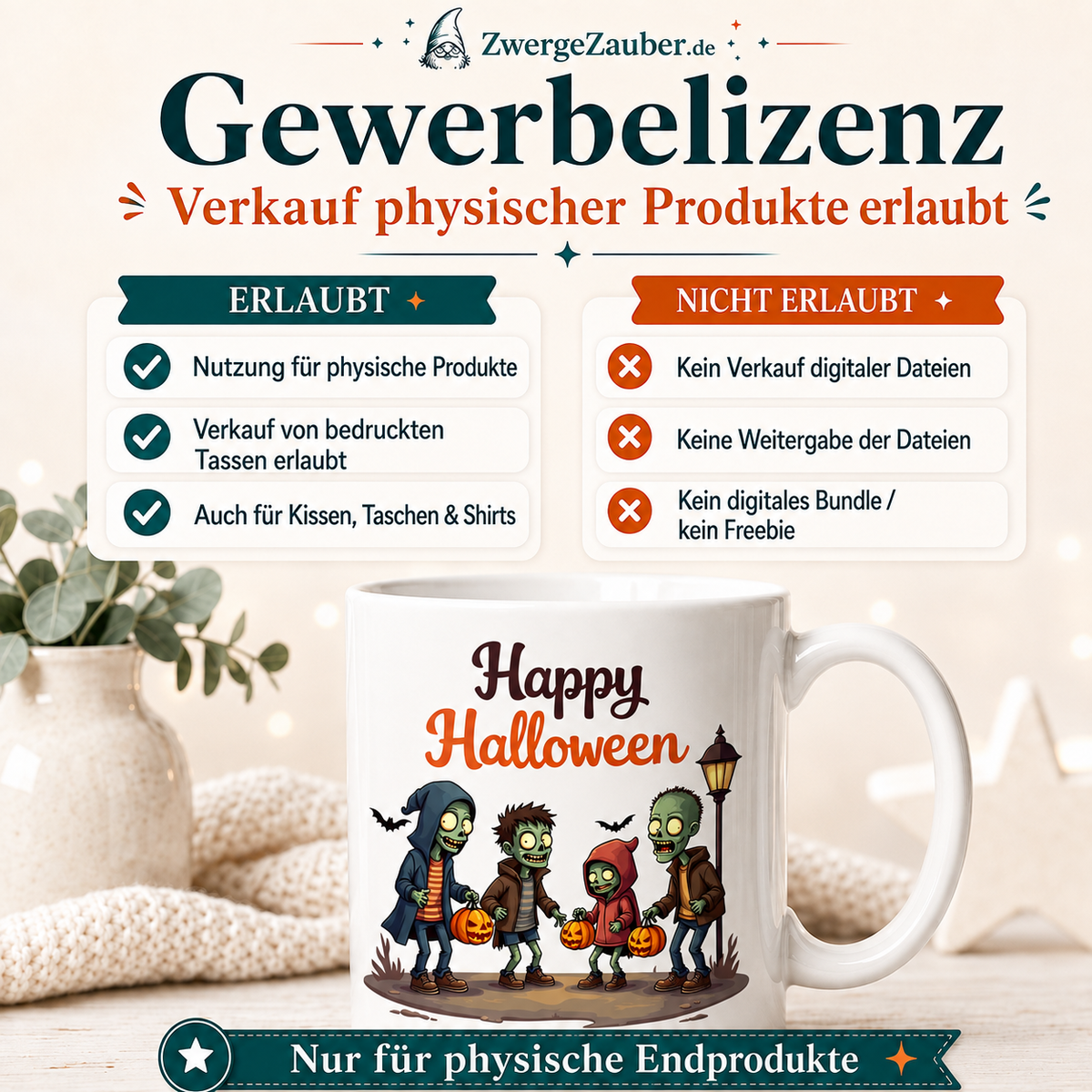 ZwergeZauber Tassendesign Happy Halloween Zombie Gruppe – Verkaufsbild 4
