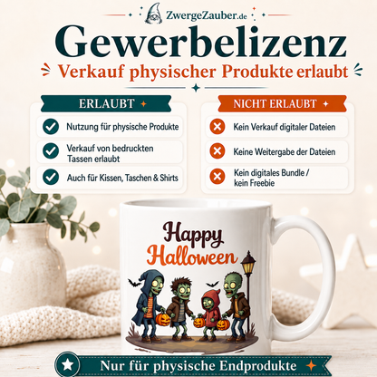 ZwergeZauber Tassendesign Happy Halloween Zombie Gruppe – Verkaufsbild 4