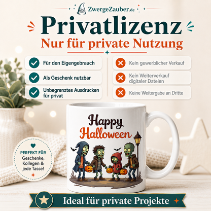 ZwergeZauber Tassendesign Happy Halloween Zombie Gruppe – Verkaufsbild 3