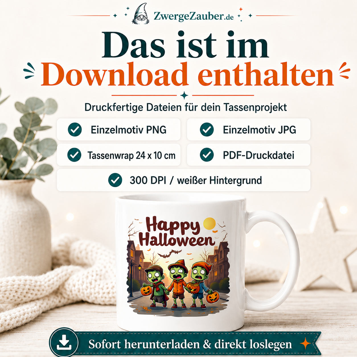 ZwergeZauber Tassendesign Happy Halloween Zombie Kids – Verkaufsbild 2