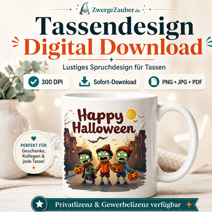 ZwergeZauber Tassendesign Happy Halloween Zombie Kids – Verkaufsbild 1
