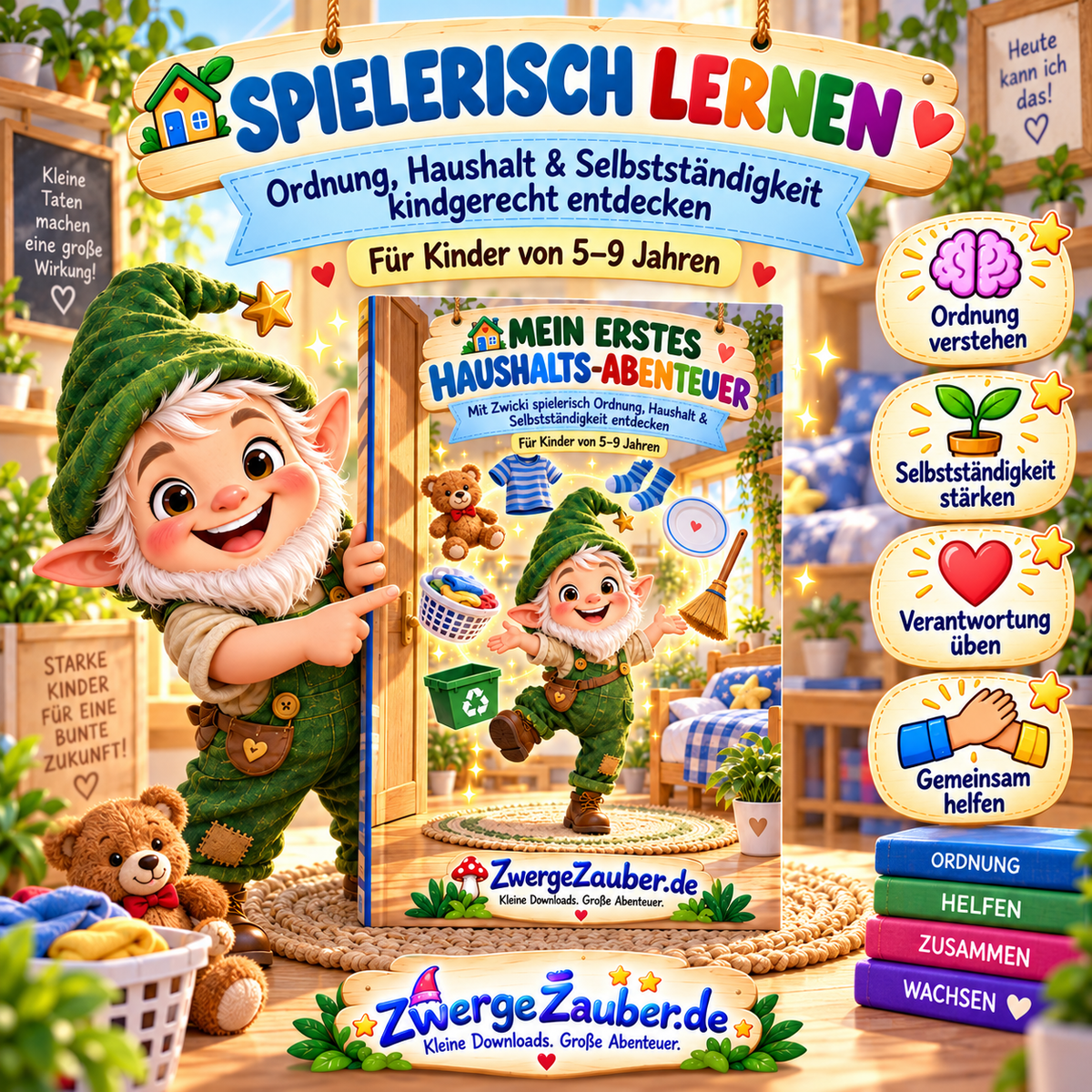 Haushalt spielerisch lernen für Kinder – Ordnung verstehen, Selbstständigkeit stärken, Verantwortung üben und gemeinsam helfen