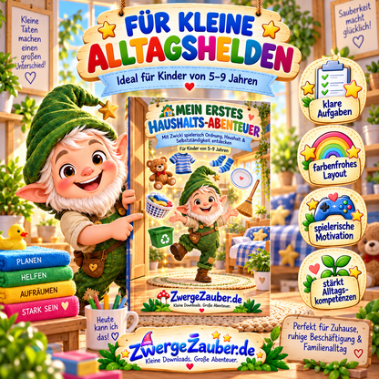 Haushalts-Abenteuer für Kinder von 5–9 Jahren mit klaren Aufgaben, spielerischer Motivation und Alltagskompetenzen