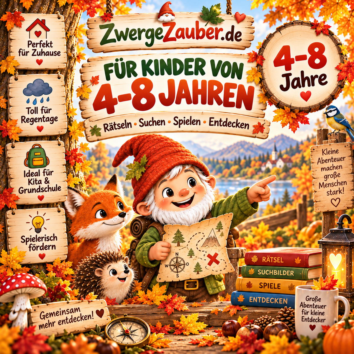 Herbst Beschäftigung für Kinder von 4 bis 8 Jahren mit Zwicki – rätseln, suchen, spielen und entdecken im Herbst-Abenteuer XXL